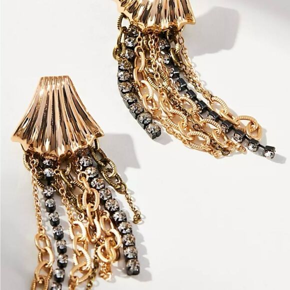Anthropologie Sea Shell, fringe drop earrings. - Picture 3 of 4